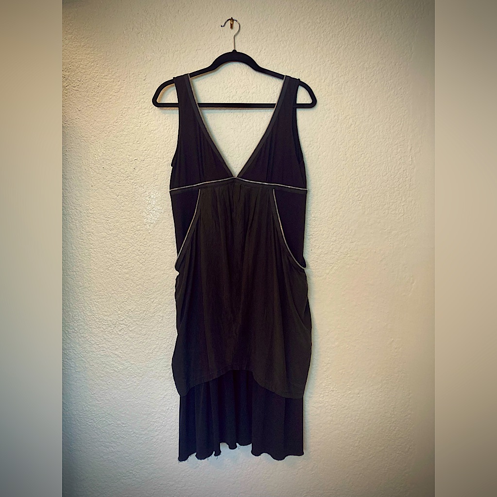 Magali Pascal Anthropologie Black Dress Zipper Punk Goth Biker Handmade